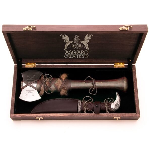 Juego de Hacha y Cuchillo Vikingo - Caja -